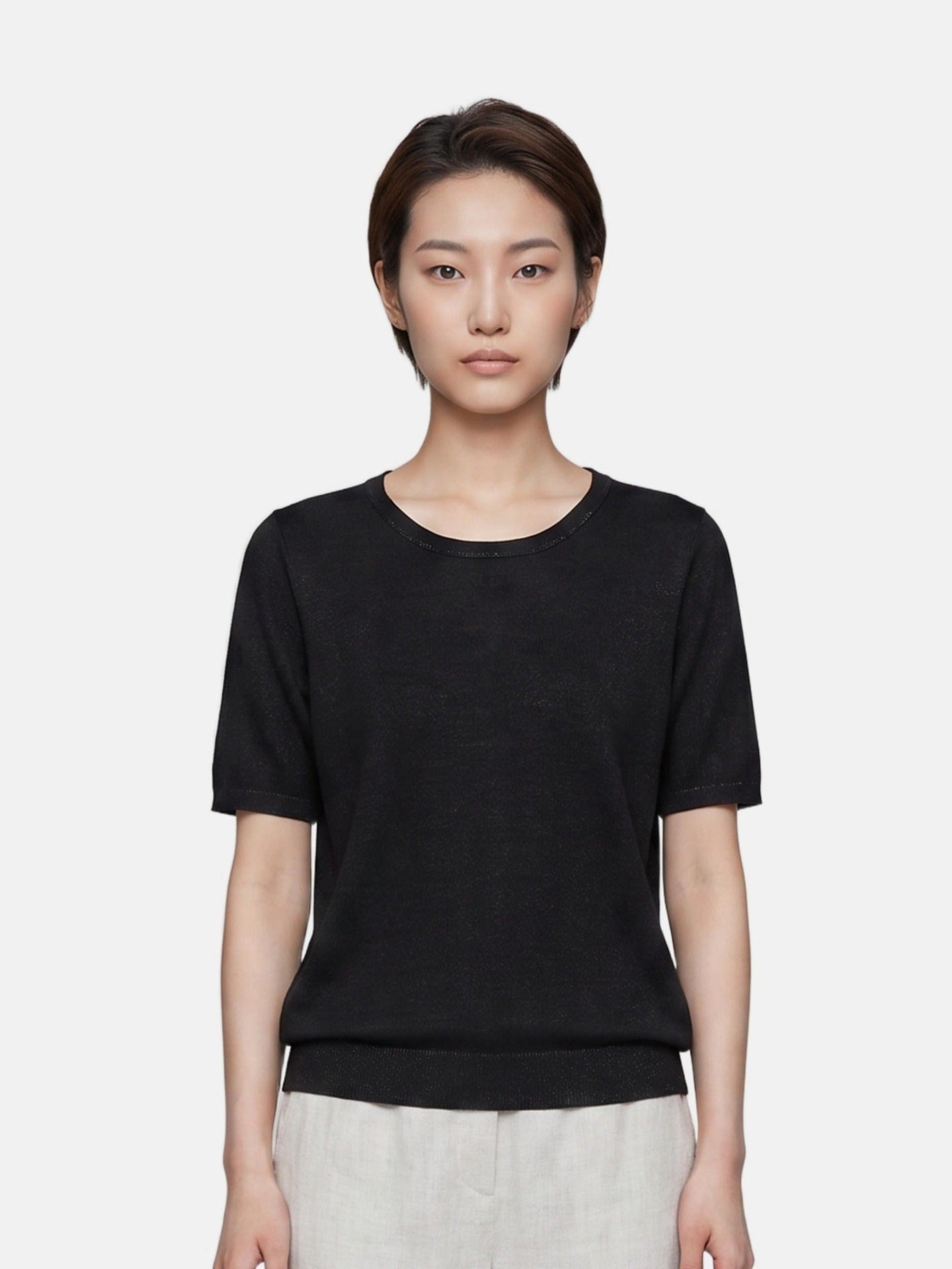 Top in Poliestere Nero