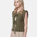 Blusa in 100% Viscosa Verde Militare