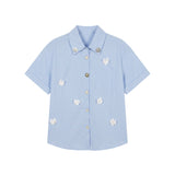 Blusa in Cotone Blu