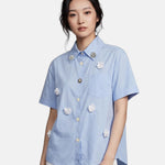Blusa in Cotone Blu
