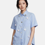 Blusa in Cotone Blu