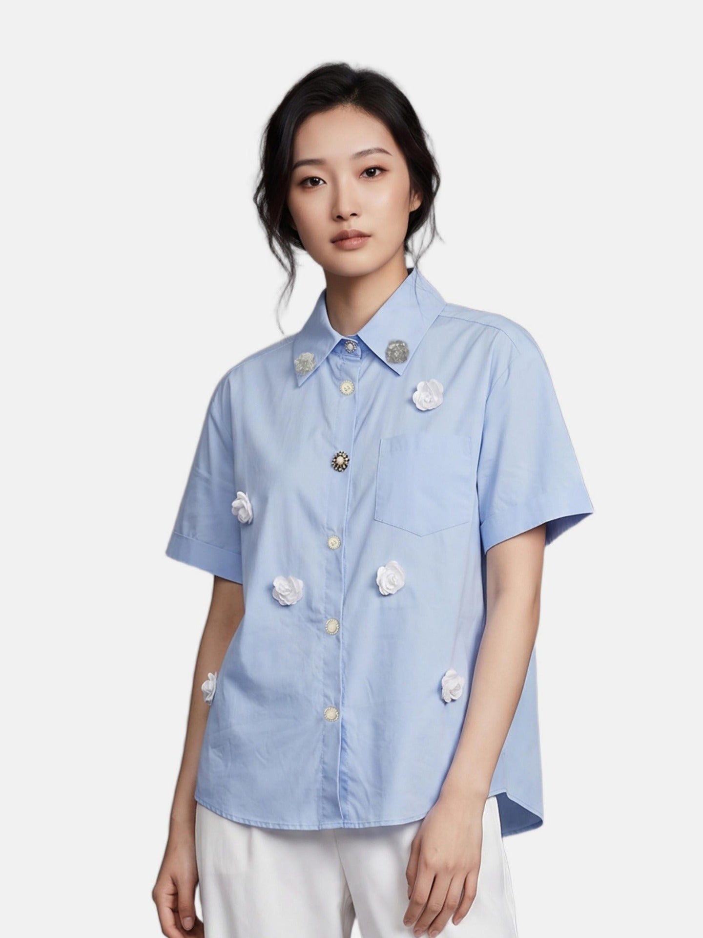 Blusa in Cotone Blu