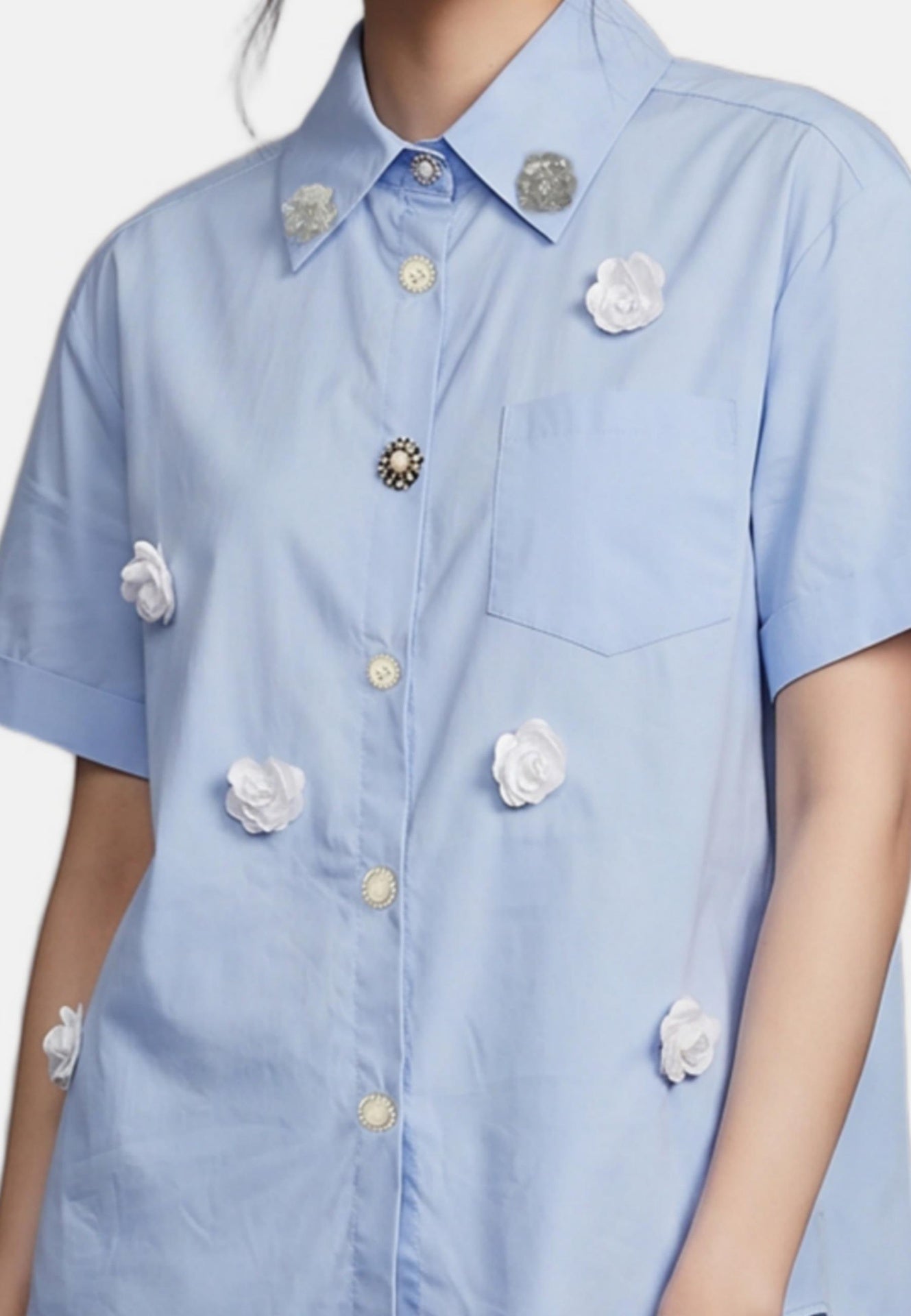 Blusa in Cotone Blu