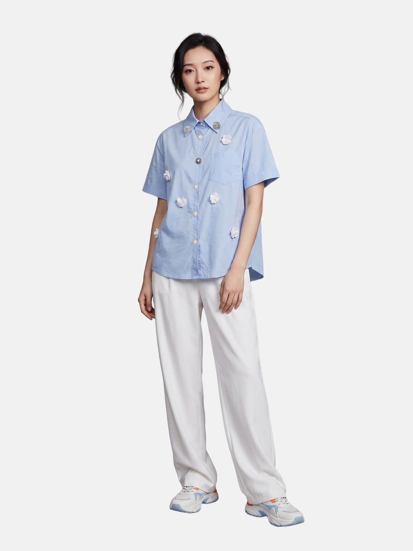 Blusa in Cotone Blu