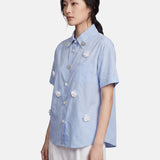 Blusa in Cotone Blu