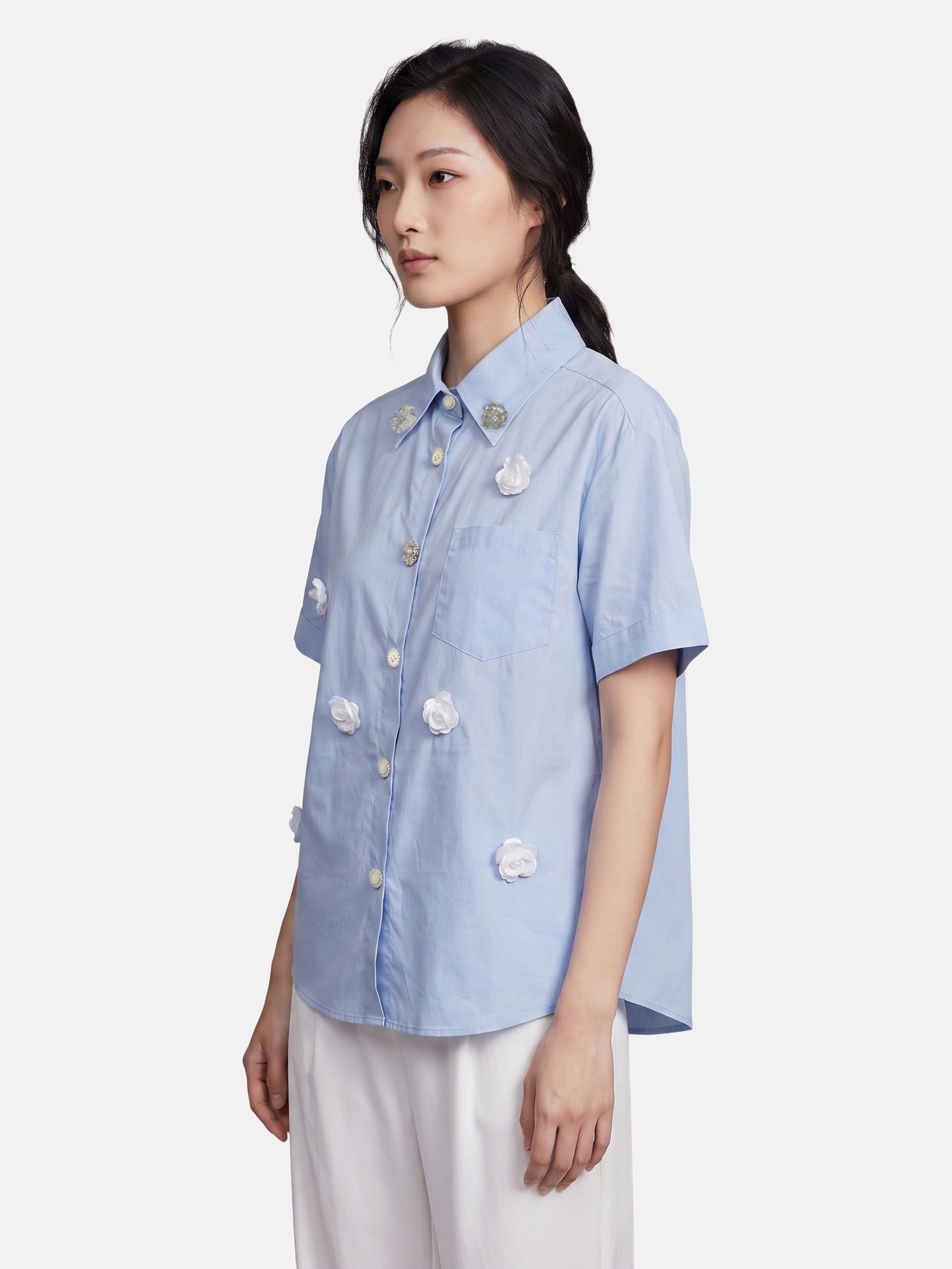 Blusa in Cotone Blu
