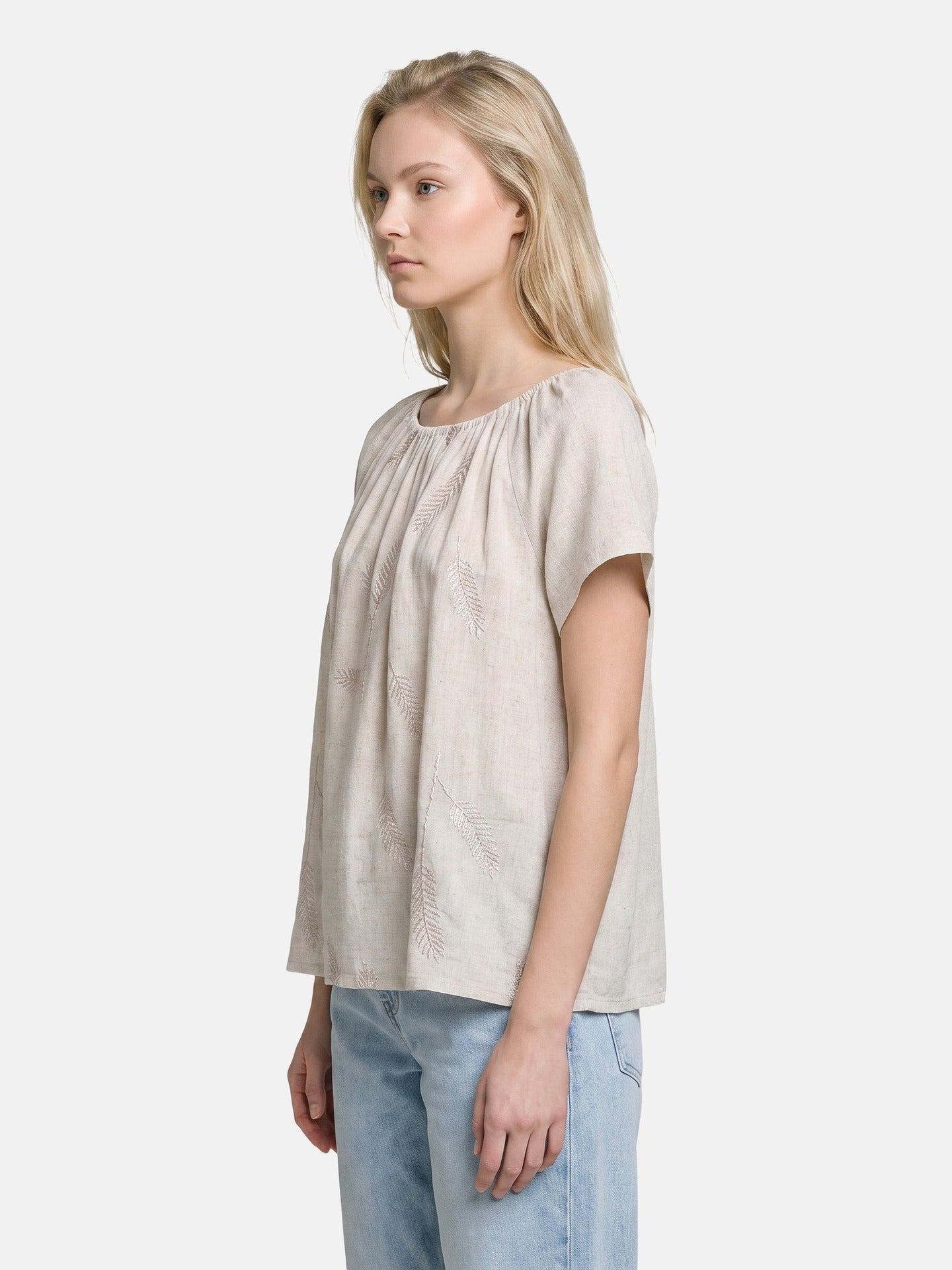 Blusa in 30% Lino 70% Viscosa Beige