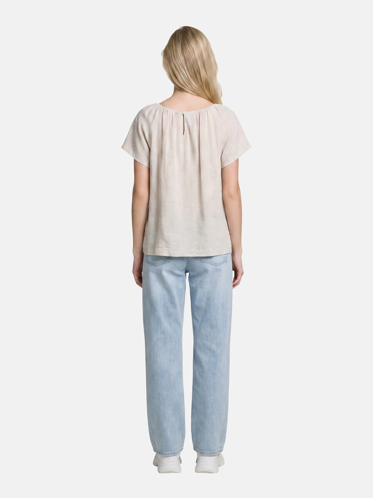 Blusa in 30% Lino 70% Viscosa Beige