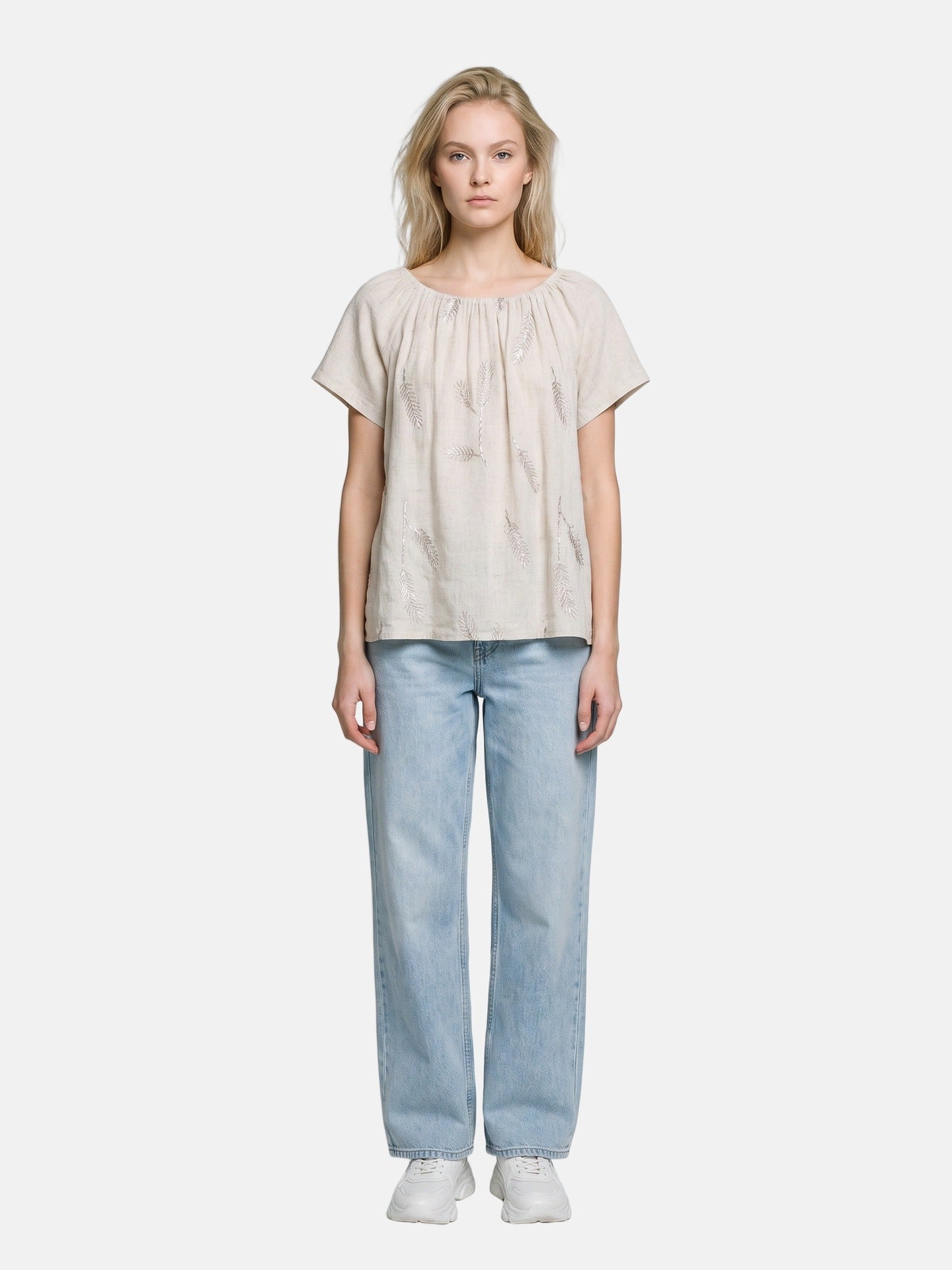 Blusa in 30% Lino 70% Viscosa Beige