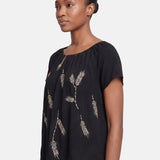 Blusa in 30% Lino 70% Viscosa Nero