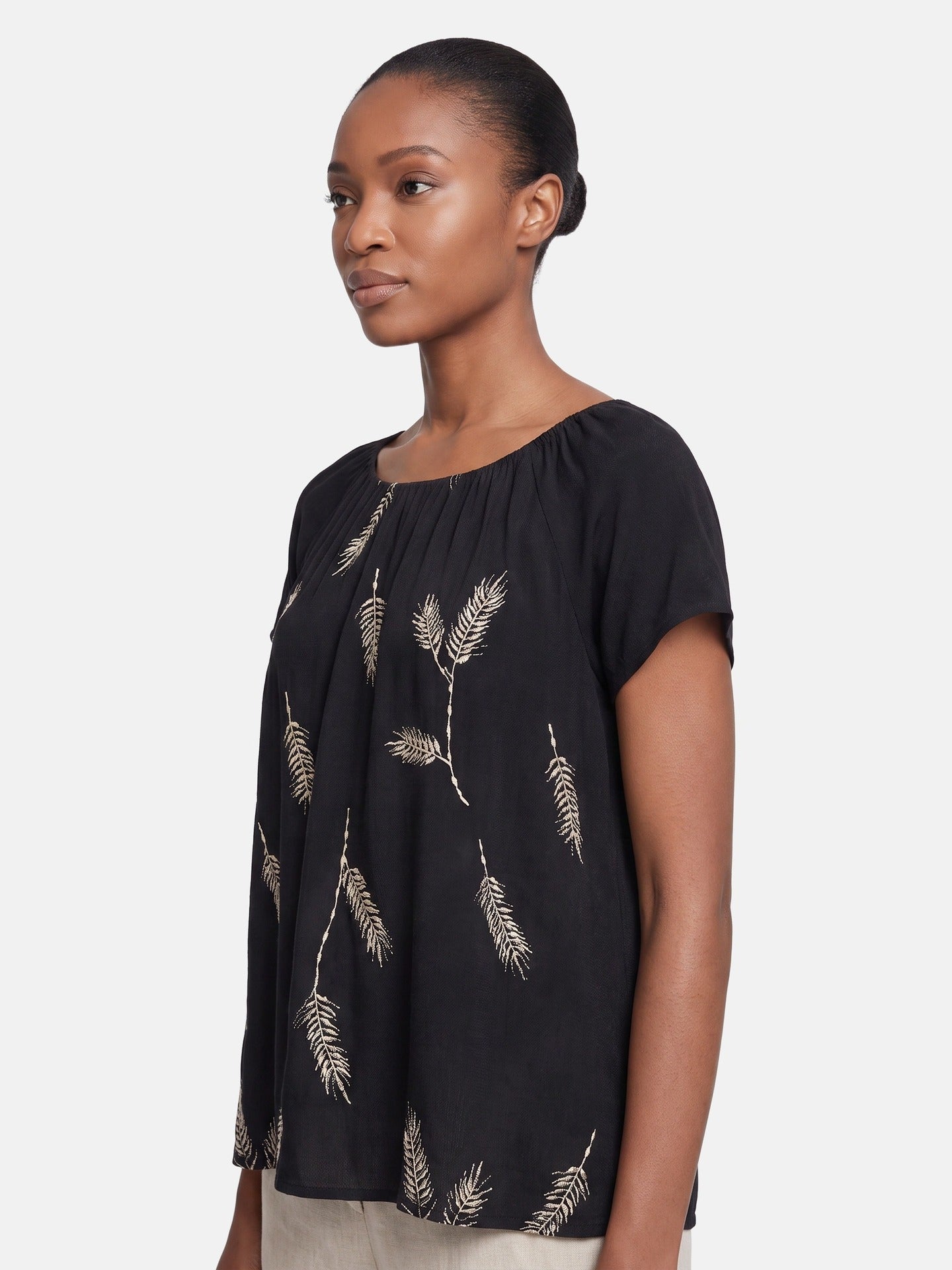 Blusa in 30% Lino 70% Viscosa Nero