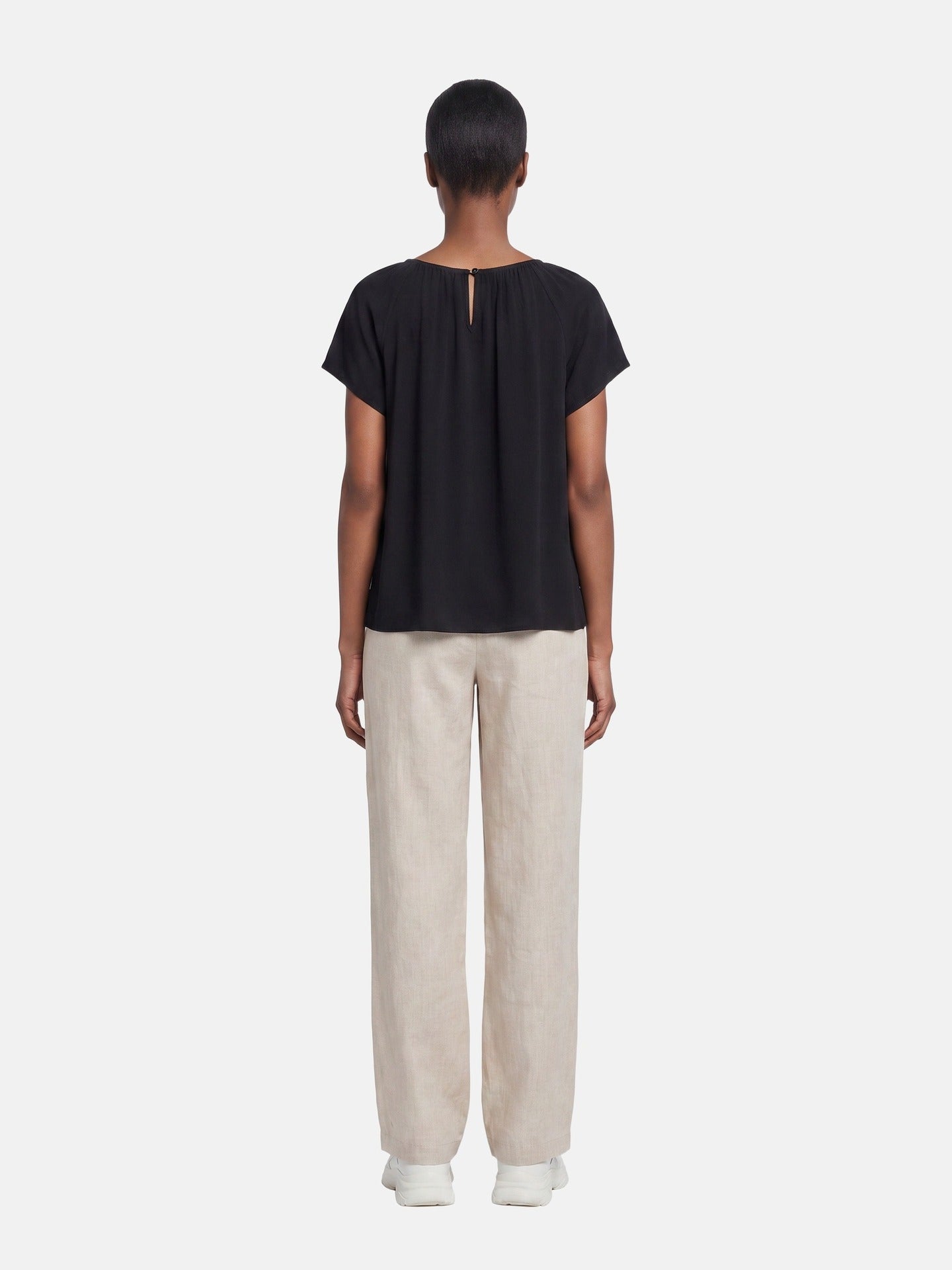Blusa in 30% Lino 70% Viscosa Nero