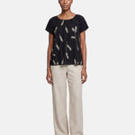 Blusa in 30% Lino 70% Viscosa Nero