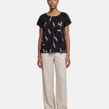 Blusa in 30% Lino 70% Viscosa Nero