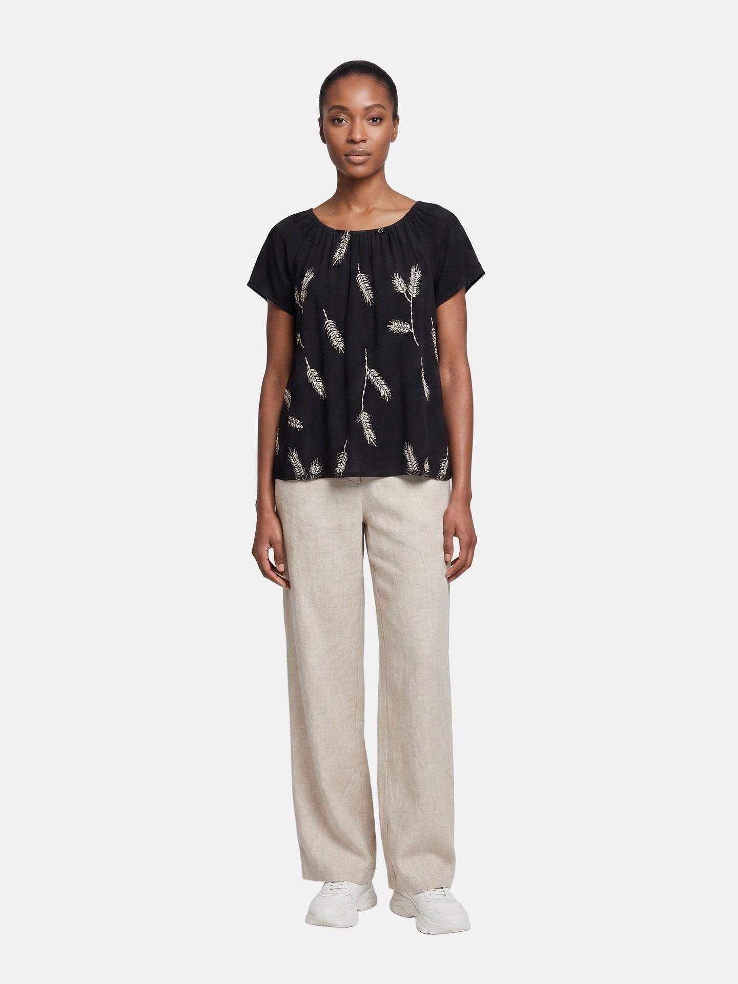Blusa in 30% Lino 70% Viscosa Nero