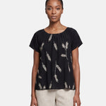 Blusa in 30% Lino 70% Viscosa Nero
