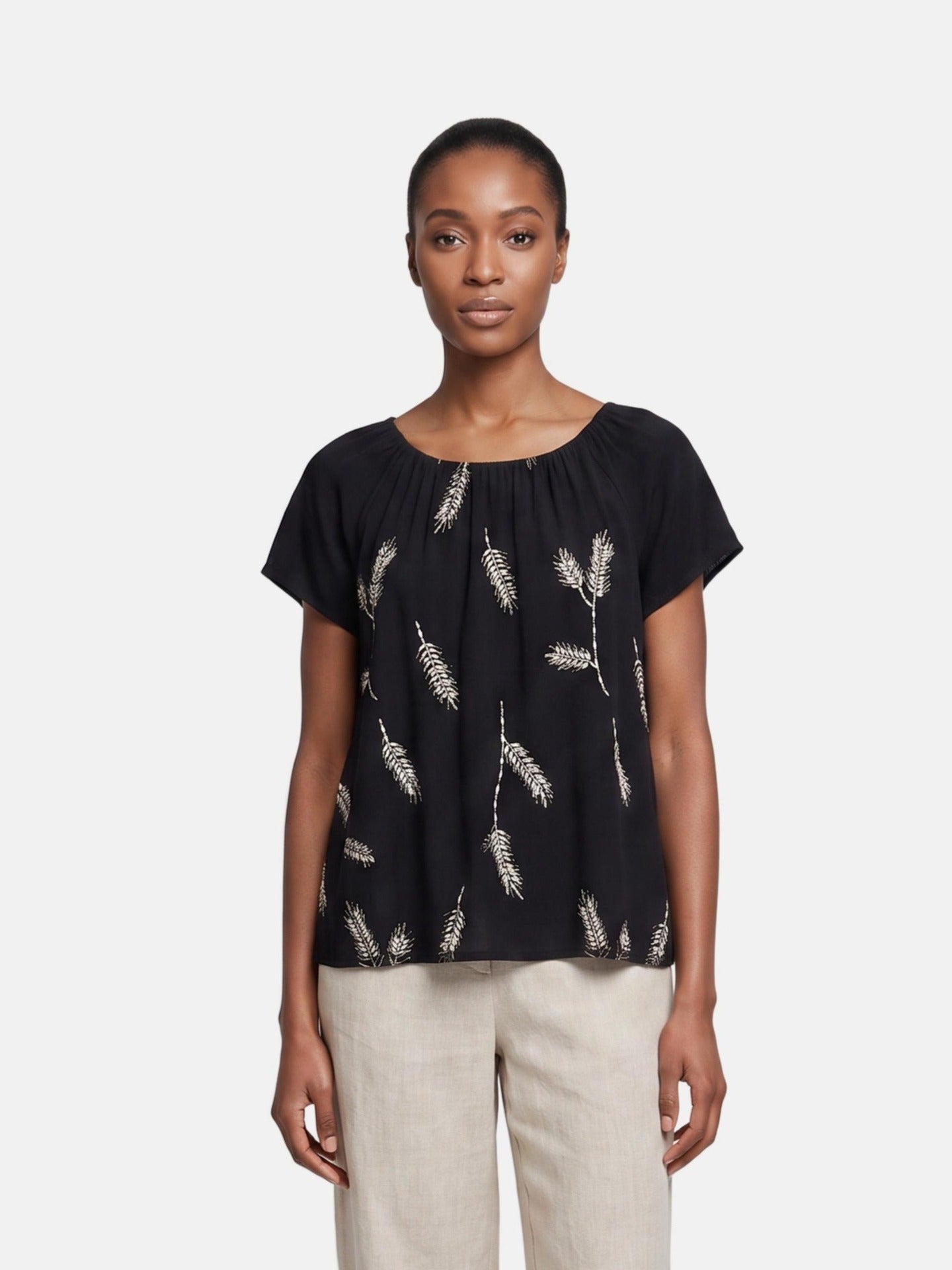 Blusa in 30% Lino 70% Viscosa Nero