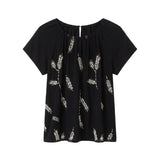 Blusa in 30% Lino 70% Viscosa Nero