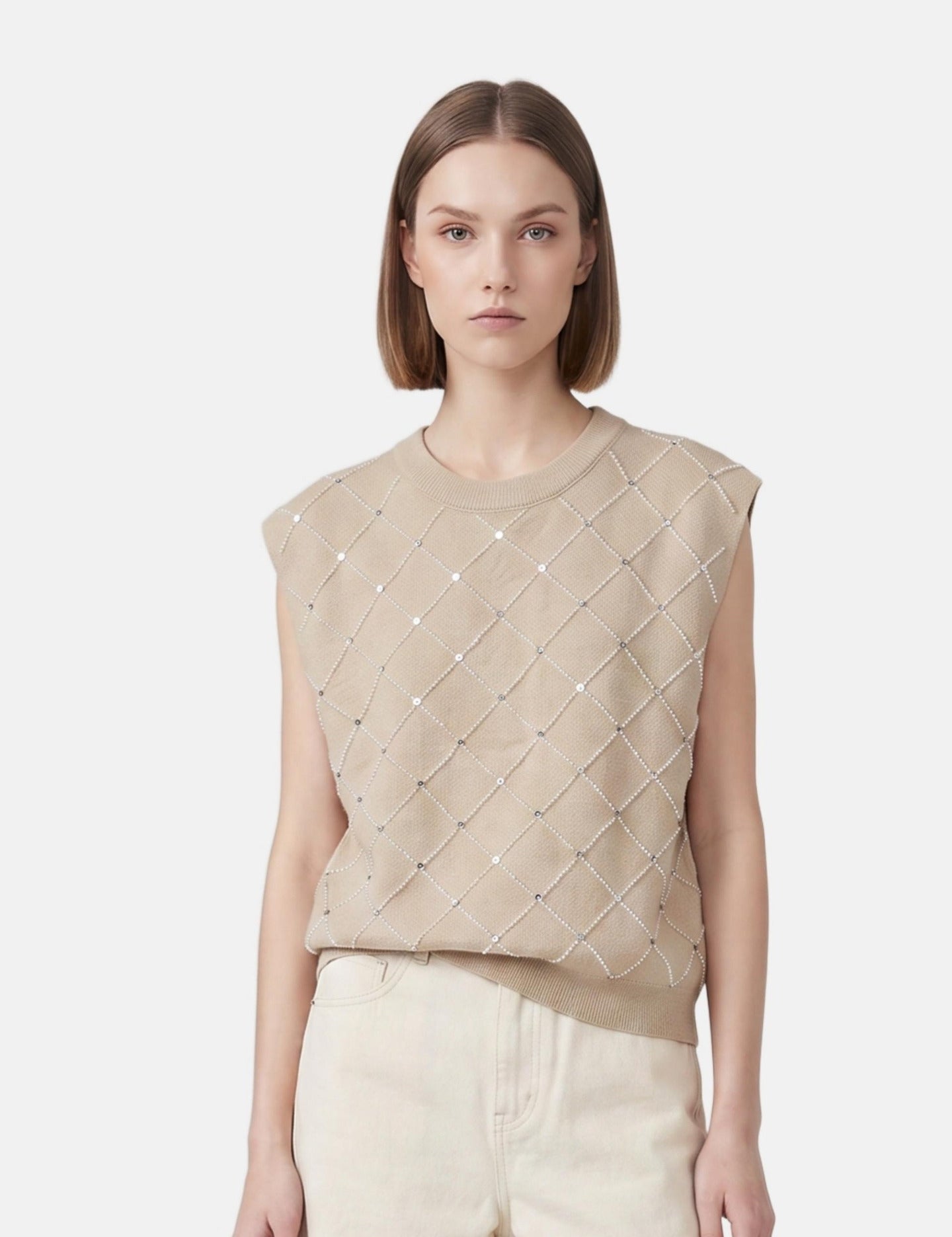 Blusa in 100% Viscosa Beige