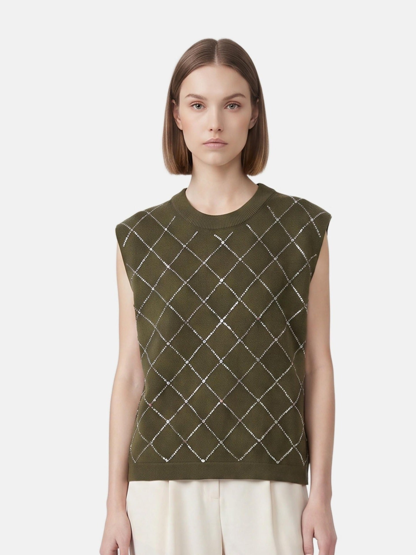 Blusa in 100% Viscosa Verde Militare