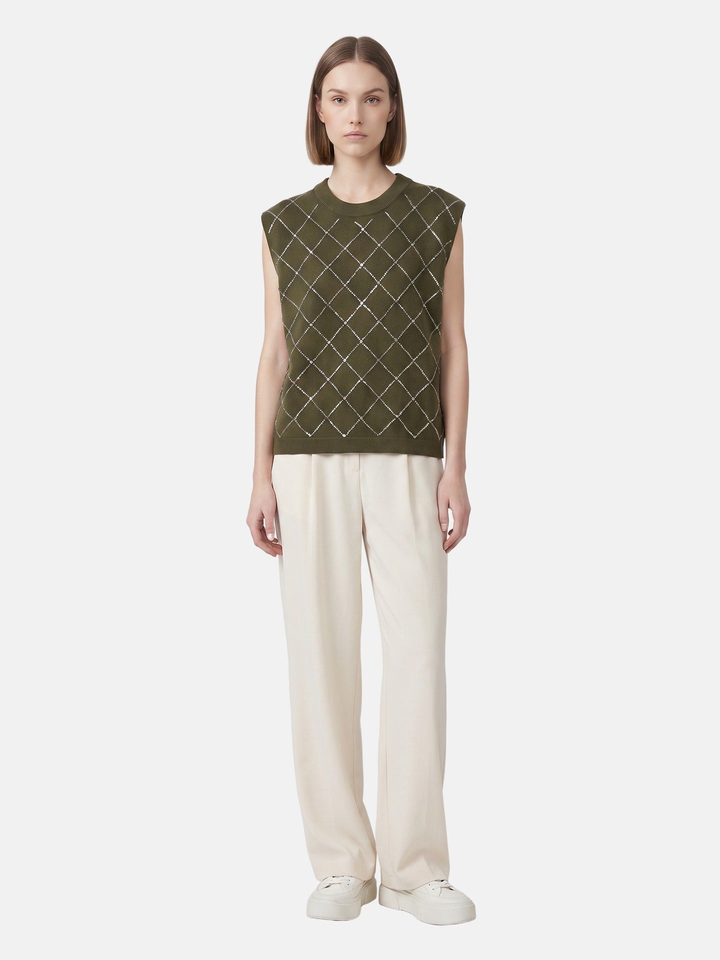 Blusa in 100% Viscosa Verde Militare