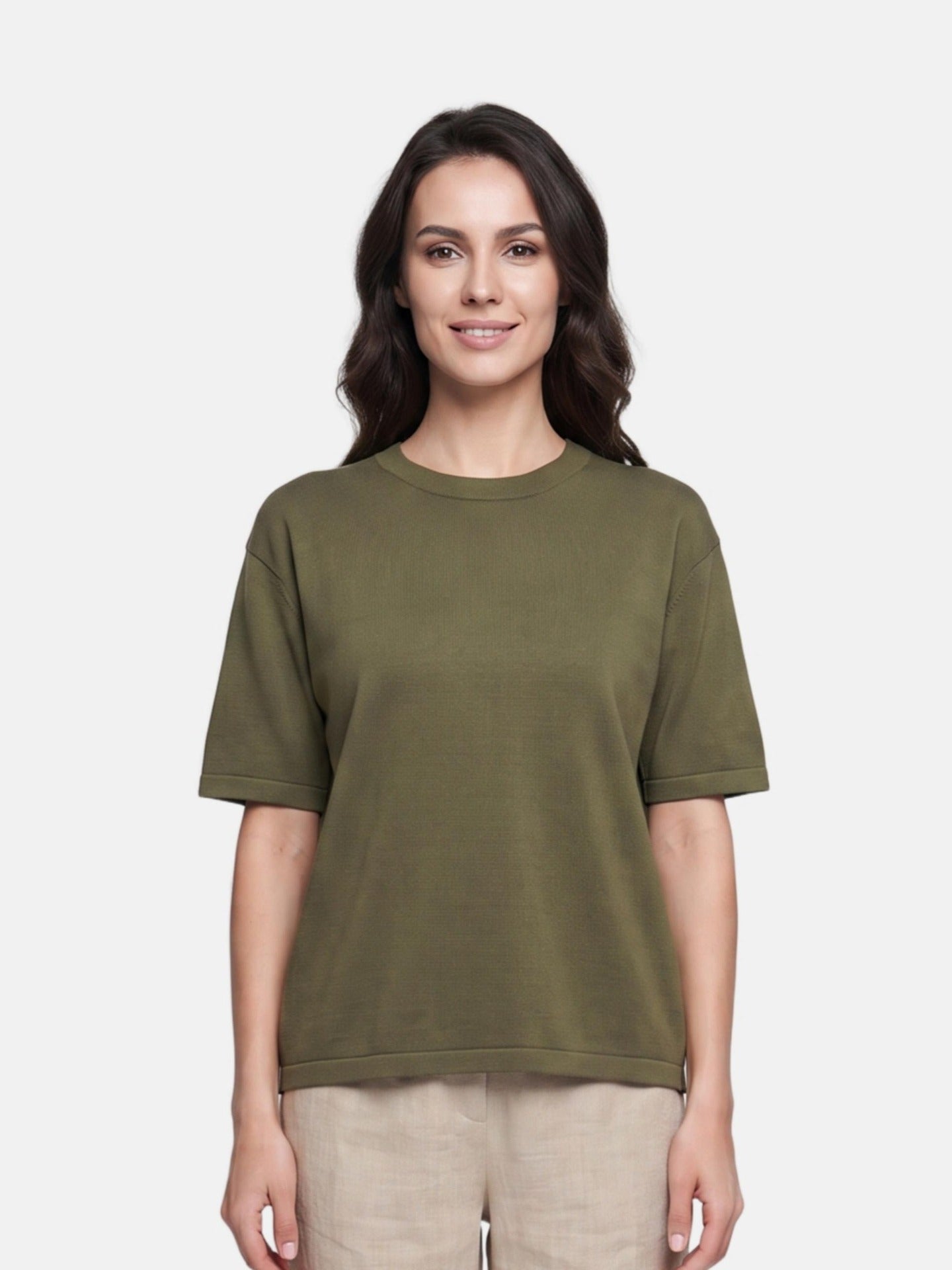 Blusa in 100% Viscosa Verde Militare