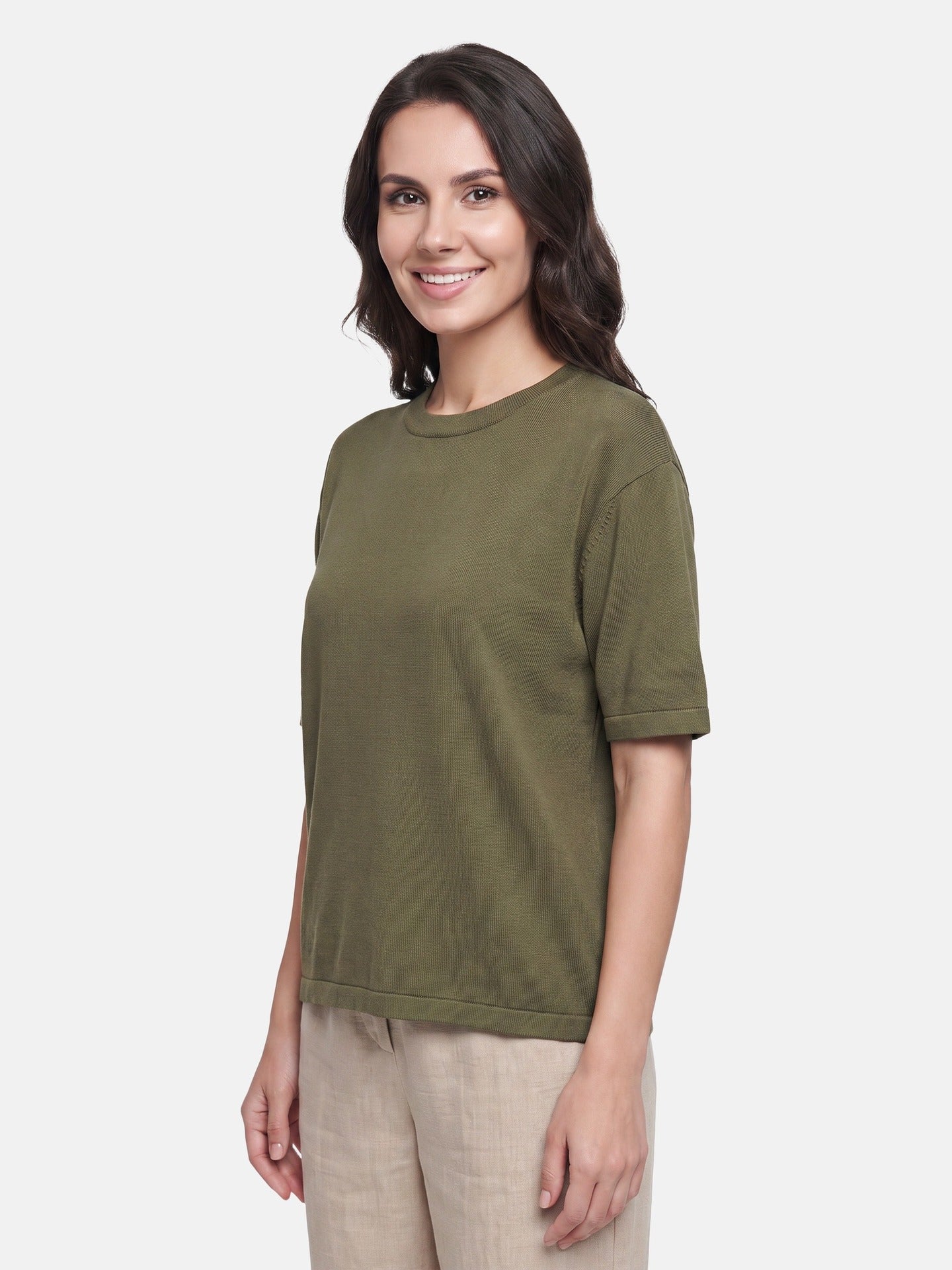 Blusa in 100% Viscosa Verde Militare