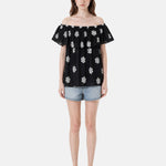Blusa in 80% Tencel 20% Poliester Nero
