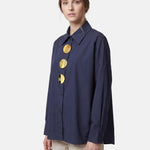 Blusa in Cotone Blu Scuro