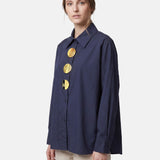 Blusa in Cotone Blu Scuro