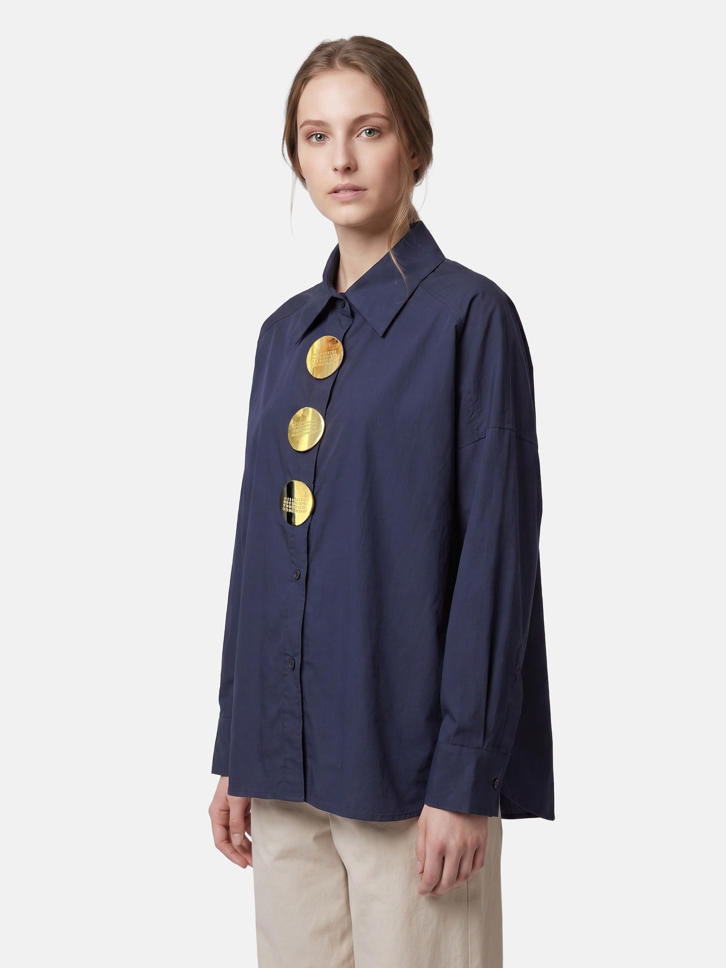 Blusa in Cotone Blu Scuro