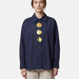Blusa in Cotone Blu Scuro