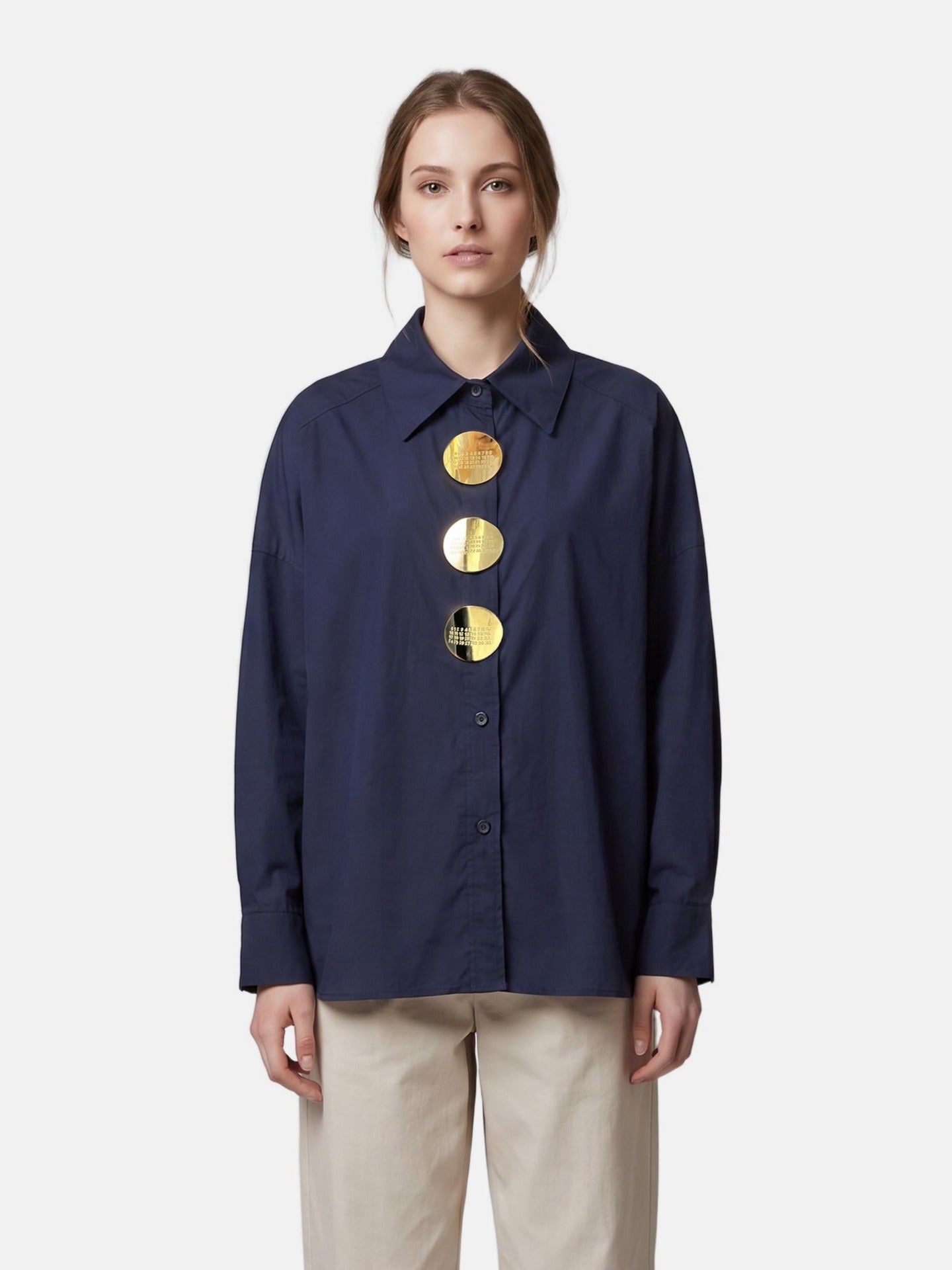 Blusa in Cotone Blu Scuro