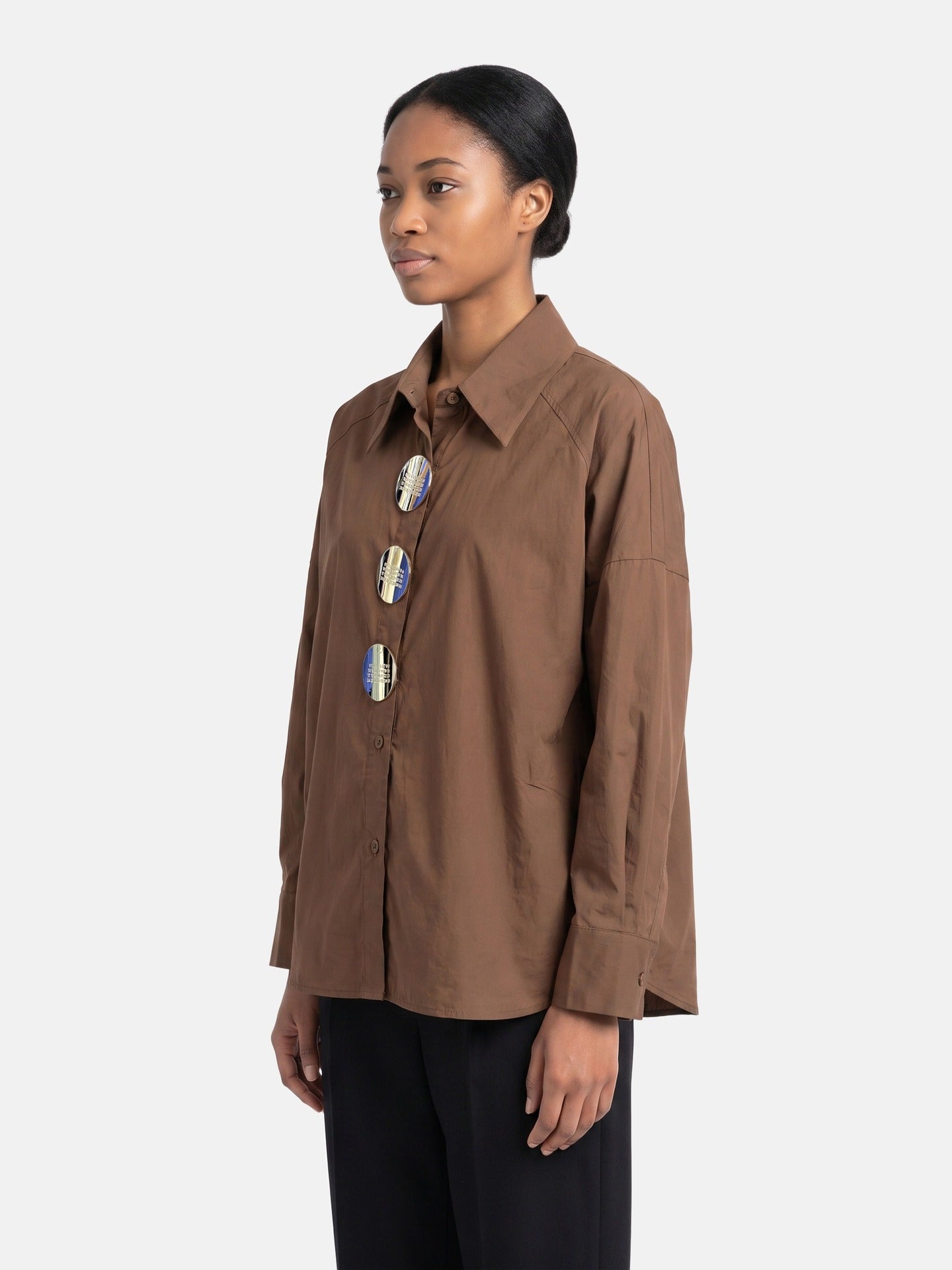 Blusa in Cotone Marrone