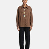 Blusa in Cotone Marrone