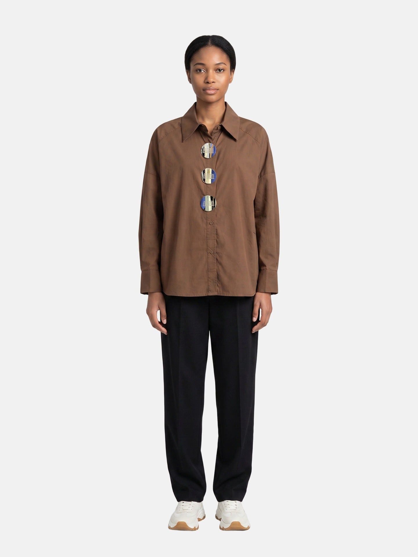 Blusa in Cotone Marrone
