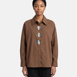 Blusa in Cotone Marrone