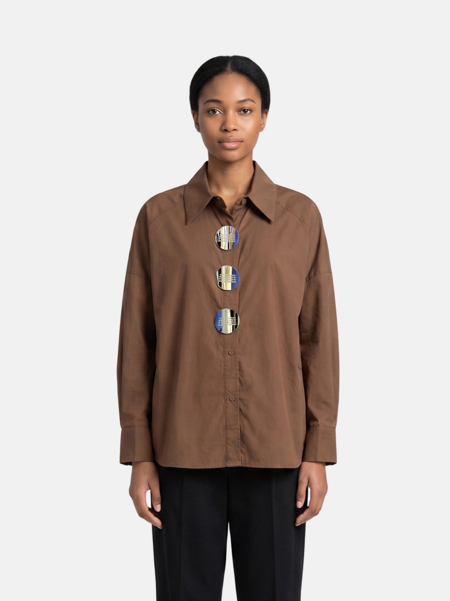 Blusa in Cotone Marrone