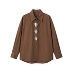 Blusa in Cotone Marrone