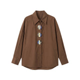 Blusa in Cotone Marrone