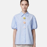 Blusa in Cotone Blu