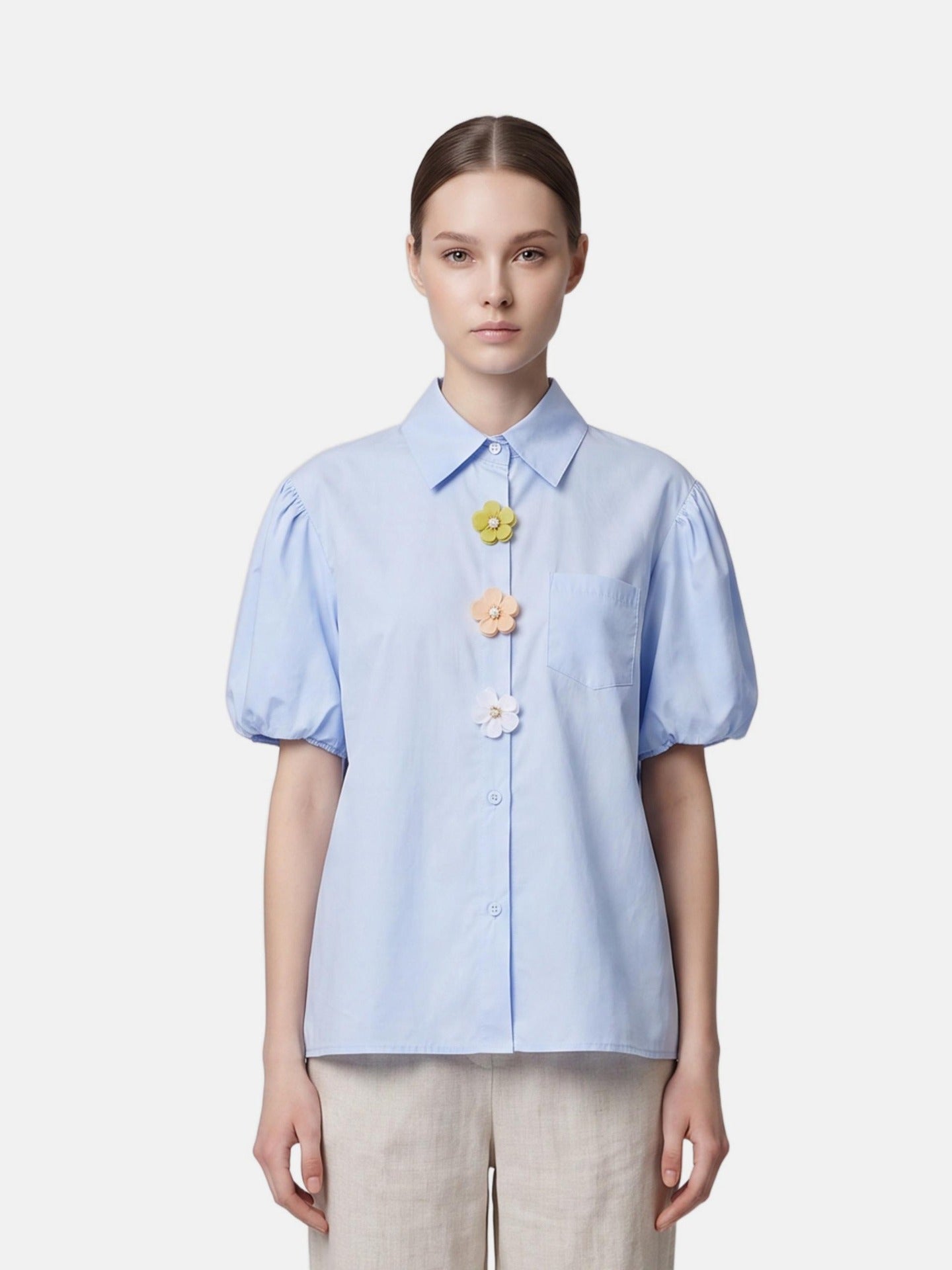 Blusa in Cotone Blu