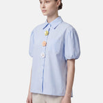 Blusa in Cotone Blu