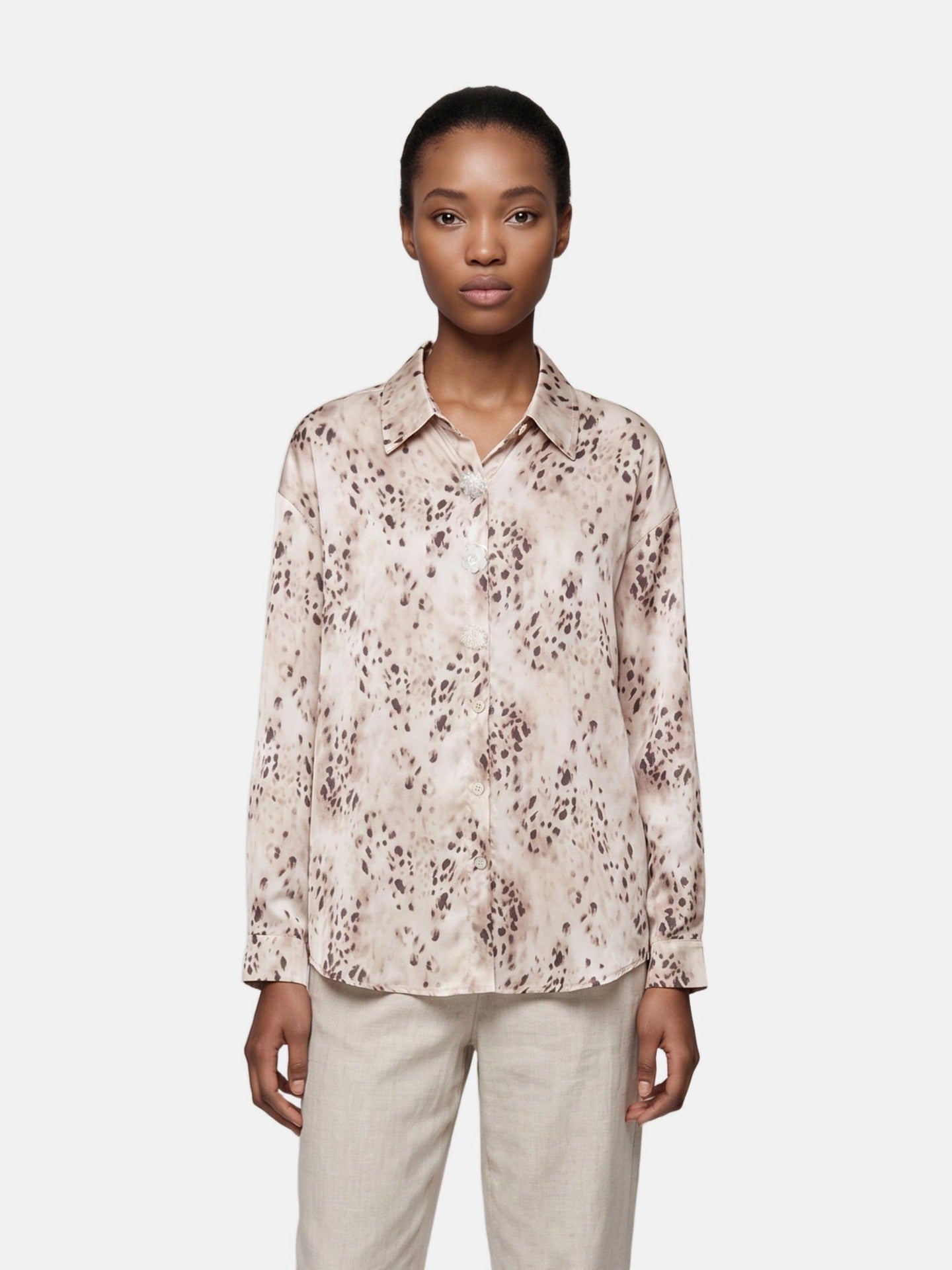 Blusa in 80% Poliester 20% Tencel Beige