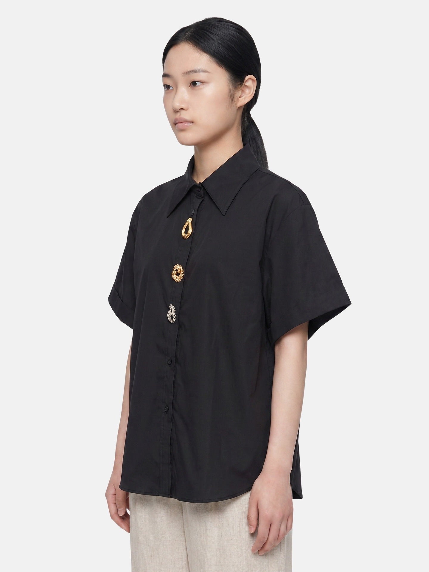 Blusa in Cotone Nero
