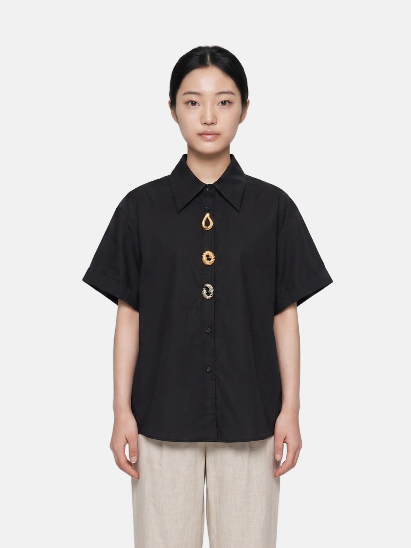 Blusa in Cotone Nero