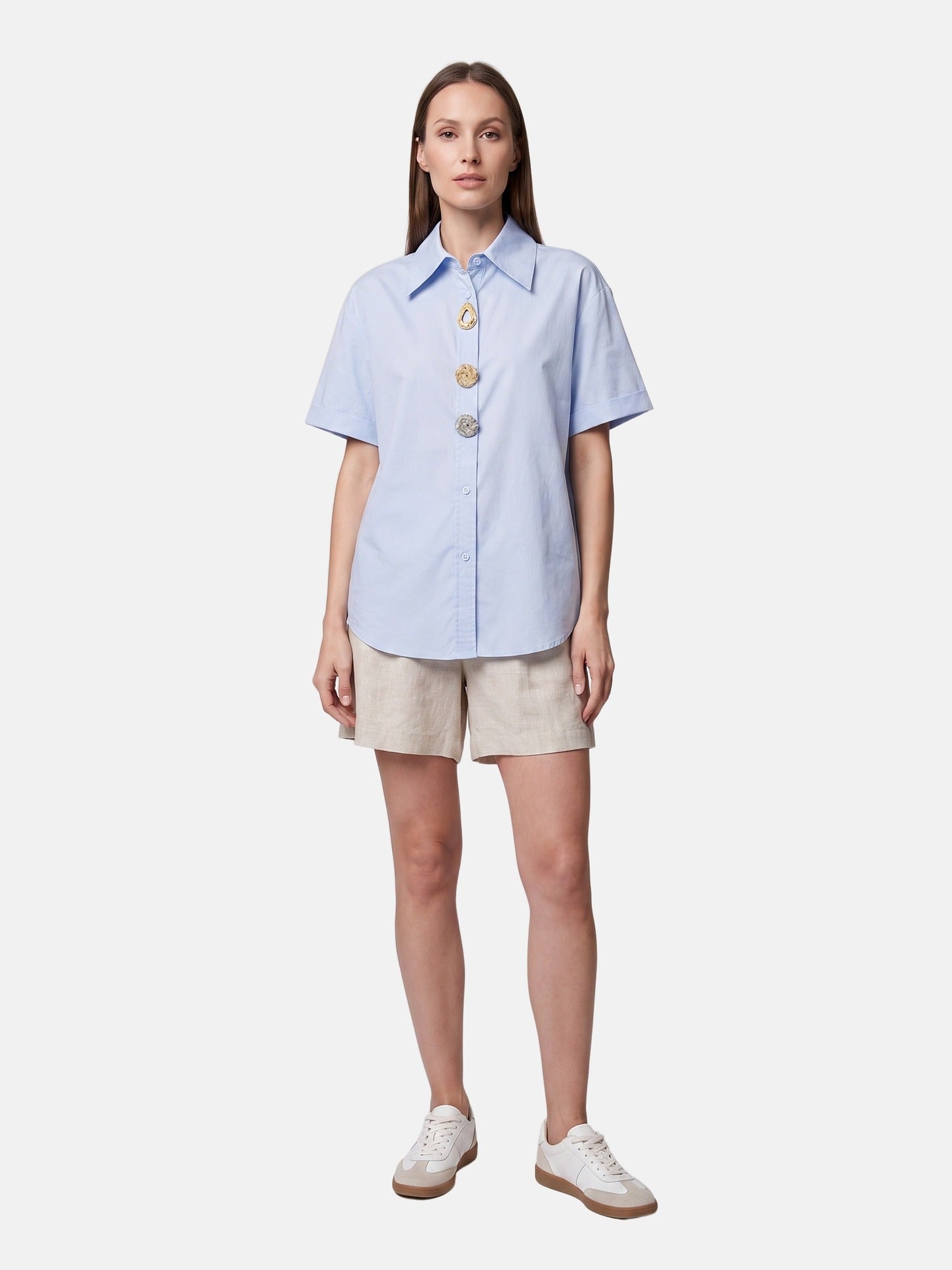 Blusa in Cotone Blu