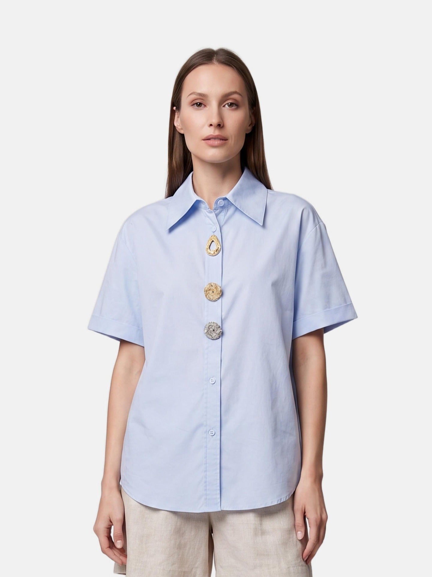 Blusa in Cotone Blu