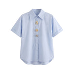 Blusa in Cotone Blu