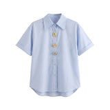 Blusa in Cotone Blu